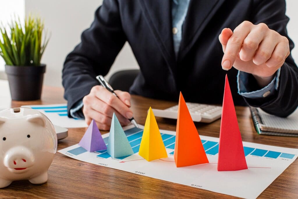 Colorful Cones Representing Growth